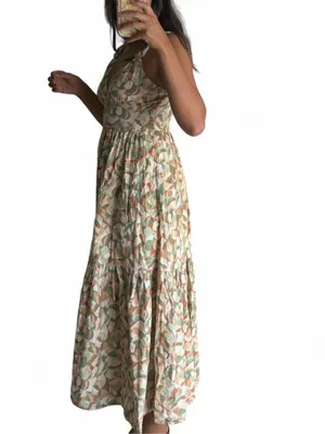 Abercrombie & Fitch Maxi Dress in Sage & Tan thumbnail 2