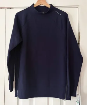 GAIAM Deep Blue‎ Turtleneck Sweatshirt Side Zippers Size XL NWT thumbnail 1