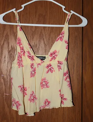 Charlotte Russe Yellow Floral Babydoll Top thumbnail 1