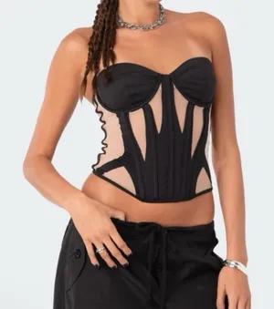 EDIKTED Galaxy Cupped Mesh Corset medium thumbnail 1