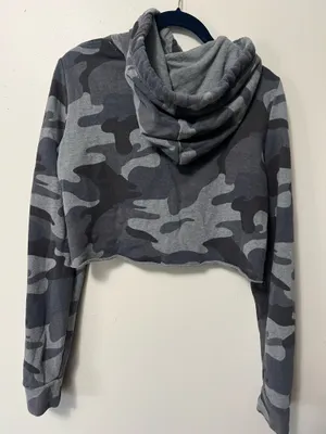 Hollister Gray Camo Cropped Hoodie thumbnail 2