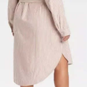 Ava & Viv™ Women's Long Sleeve Midi Shirtdress - Brown Striped XXL NWT thumbnail 3