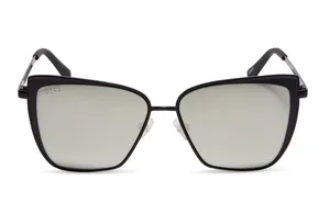 DIFF Matte Black Grey Mirror Sunglasses thumbnail 1