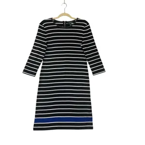 Lauren Ralph Lauren Striped‎ Sheath Dress Faux Leather Nautical Professional M thumbnail 2