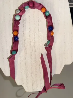 Stella And Dot Children's Multicolor Beaded Necklace On Pink Tie Strand thumbnail 1