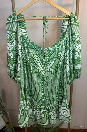 Farm Rio NWT S Green Refresco Short Dress thumbnail 1