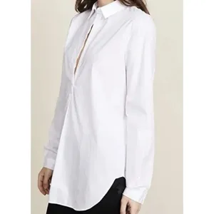 AYR Top Womens Small Half Placket‎ Button Front Long Sleeve White Poplin Tunic thumbnail 2