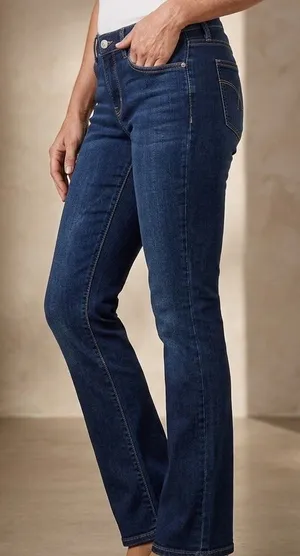 Lucky Brand boot cut dark wash blue jeans denim pockets zip closure Size 10 long thumbnail 1