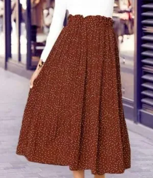 Exlura Brown Polka Dot Pleated Midi Skirt with Smocked Waist Size XL thumbnail 1