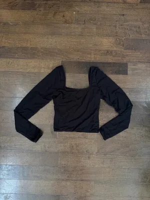 Oh Polly double lined sculpting square neck black longsleeve top thumbnail 4