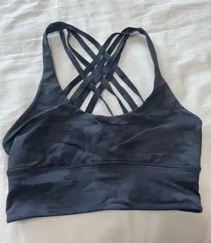 Strappy lululemon Black Camo Sports Bra size 4 thumbnail 1