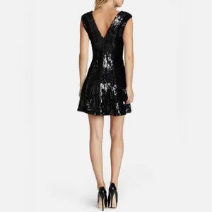 Dress the Population Marilyn Sequin Sleeveless V-Neck Mini Dress Black Sz Large‎ thumbnail 5