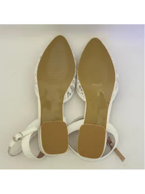 White Lace Low Block Heel Ankle Strap Wedding Shoe Sandals Size 40 thumbnail 8