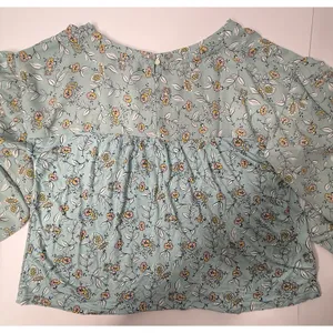 Loft Aqua Floral Print Mixed Media Blouse‎ Women Small Pleated Back Career Party thumbnail 12