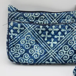Vera Bradley Crossbody Bag Blue Quilted Batik Geometric Purse Retired Print thumbnail 2