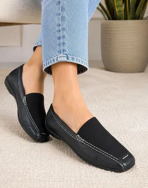 Circa Joan & David Black Square Toe Slip On Loafers Women's thumbnail 1