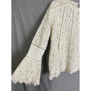 Lumie Cream Lace Bell Sleeve Cropped Blouse Top Boho Cottagecore‎ Feminine S thumbnail 9