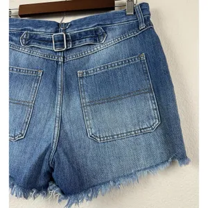 We The Free High-Rise Denim Shorts 28 Button Fly Raw Hem Patch Pockets thumbnail 5