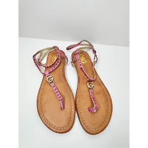 GBG Los Angeles‎ T Strap Sandals Size 6 Pink Gold Logo Ankle Strap thumbnail 6