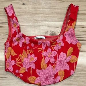 Zara Jacquard Floral Tank Top Women’s Medium thumbnail 2