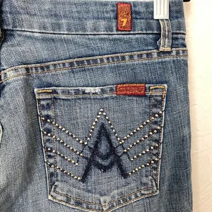 7 for All Mankind studded “A” pocket flare jeans▪️size 28 thumbnail 5