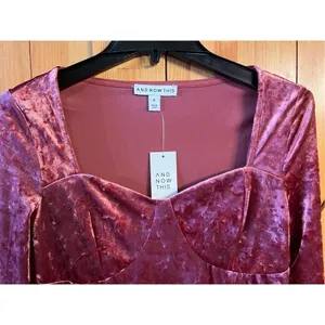 AND NOW THIS Size Medium Corset-Style Crushed-Velvet Dress nwt (3369) thumbnail 3