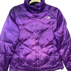 The North Face Womens 550 Down‎ Puffer Jacket Purple Diamond Quilted Small thumbnail 3