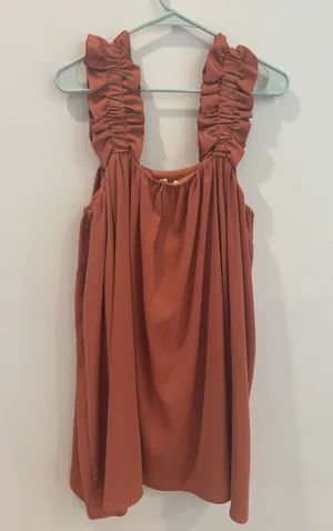 Entro Burnt Orange Ruffle Sleeve Dress thumbnail 1