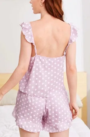 Two Pieces Polla Dot Pajamas set new Pink thumbnail 4