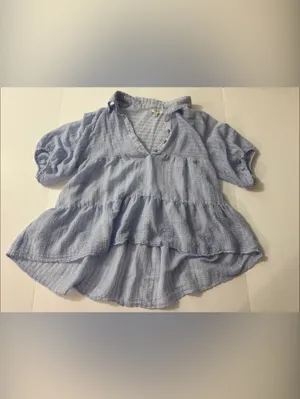 Umgee Light Blue Tiered Popover Tunic thumbnail 6