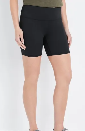 Maurices High Rise Luxe Biker Shorts Solid Black 7” Athleisure thumbnail 1
