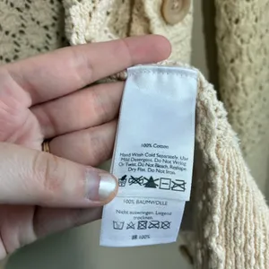 Eddie Bauer Pointelle Open Knit Cardigan XS Cream Womens Cotton Sweater thumbnail 5