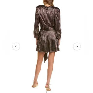Ramy Brook Elise Metallic Wrap Mini Dress Gold Bronze NWT L thumbnail 3