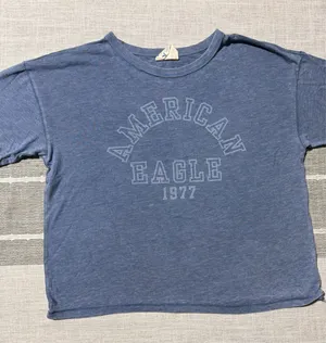 American Eagle Vintage Vault Blue Graphic Tee Shirt Womens Small 1977 Varsity‎ thumbnail 1