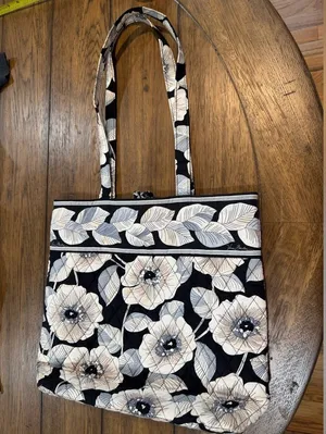 Vera Bradley Black & Cream Floral Quilted Tote​ thumbnail 1