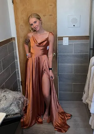 Rust orange dress satin Size XS thumbnail 1