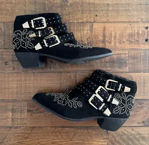 TOPSHOP‎ Kowboy Gold Studded Buckle Ankle Booties thumbnail 1