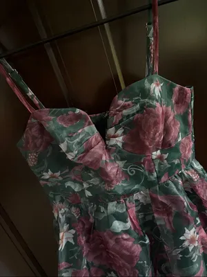 Like New Lulus Cherished Aura Green Floral Organza Bustier Midi Dress Size Small thumbnail 6