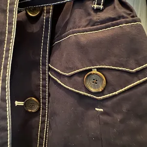 Banana Republic Dark Blue Trench Coat with White Stitching thumbnail 2