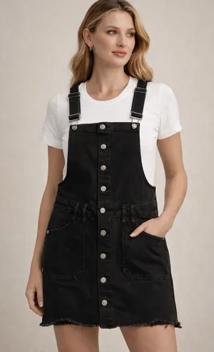 Arizona Jean Co Denim Jumper Dress Overall Jean Black Size Small Grunge Y2K Goth thumbnail 1