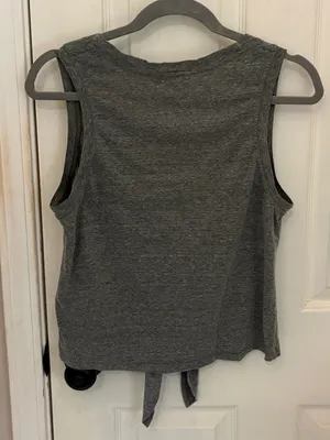 Socialite V-Neck Tie Front Tank Top in Grey thumbnail 4