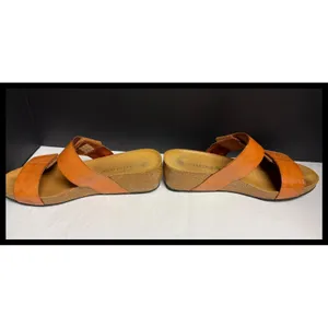Lola Sabbia Eric Michael Sandals Womens 40 Brown Leather Wedge Slides Spain thumbnail 4