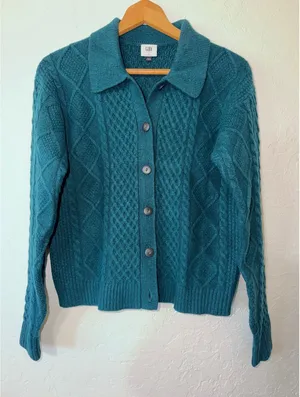 Peacock Cardigan CAbi 4657 Vibrant Dark Teal Timeless Classic Luxe Size‎ Small thumbnail 1