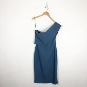 Likely Driggs Strapless Cocktail Dress Size 8 Knee Length One Shoulder Blue thumbnail 4