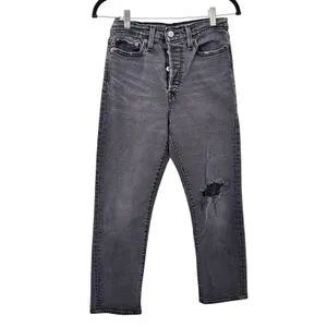 LEVIS Wedgie Distressed Ankle Denim Gray‎ Wash Sz 28 thumbnail 2