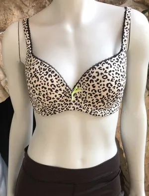Victoria's Secret Leopard Print Underwire Bra Brown Cream Women's Size 32DD thumbnail 1