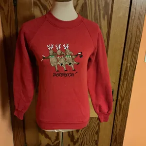 Vtg 80s Reindancing embroidered Holiday Sweatshirt thumbnail 10