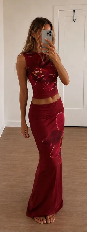 Peppermayo Waiting For Dawn Rosa Floral Mesh Maxi Skirt Set thumbnail 1