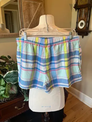 Adorable Plaid Cotton Pastel Pajama Shorts Women’s Large thumbnail 11