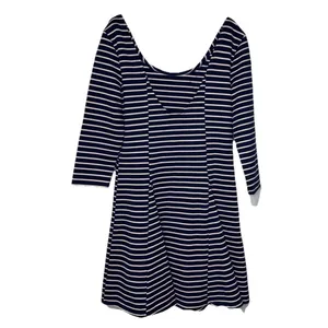 Free People Women's‎ Dress Nautical Knotty Jersey Knit Striped Blue White Large thumbnail 5